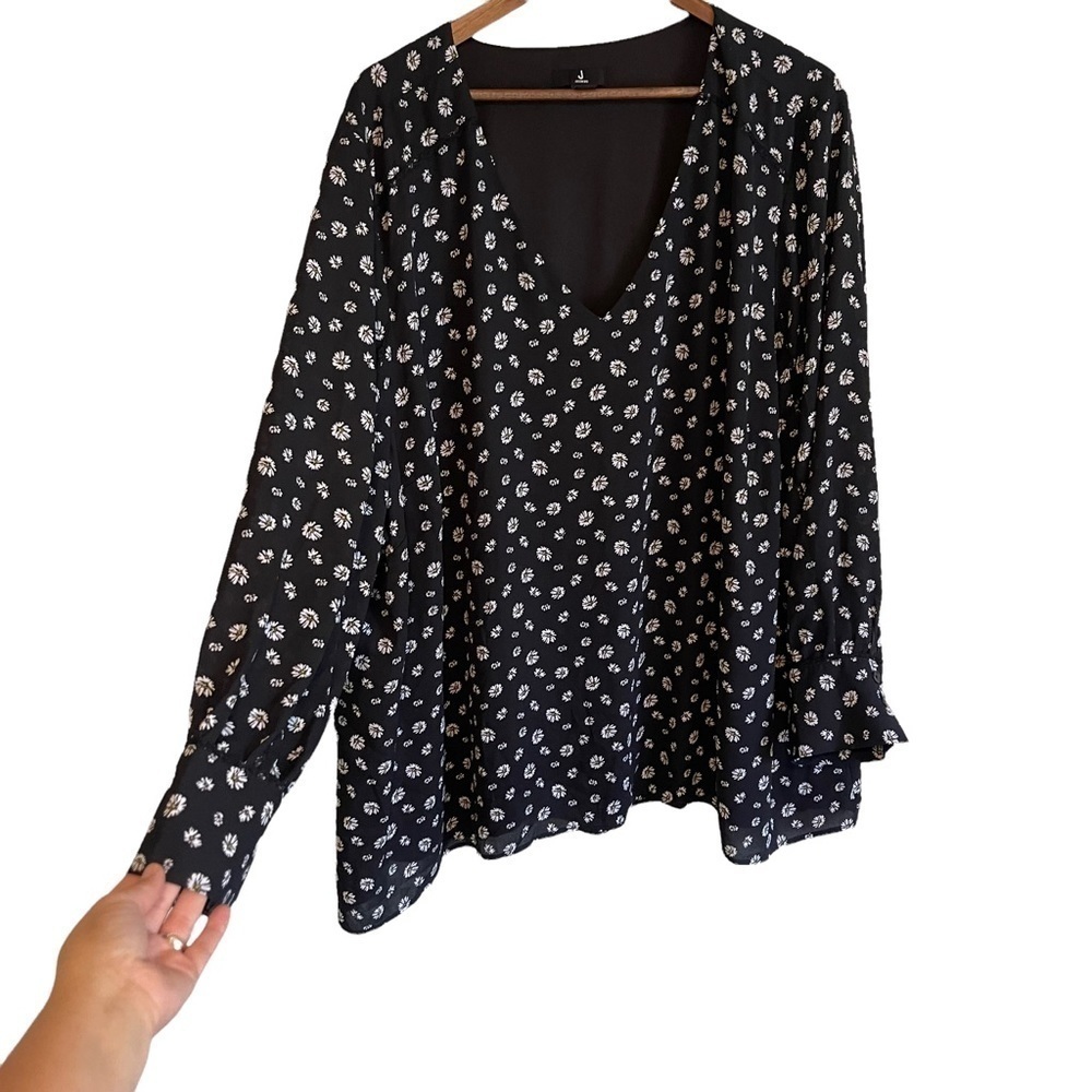 Jason wu long sleeve floral blouse